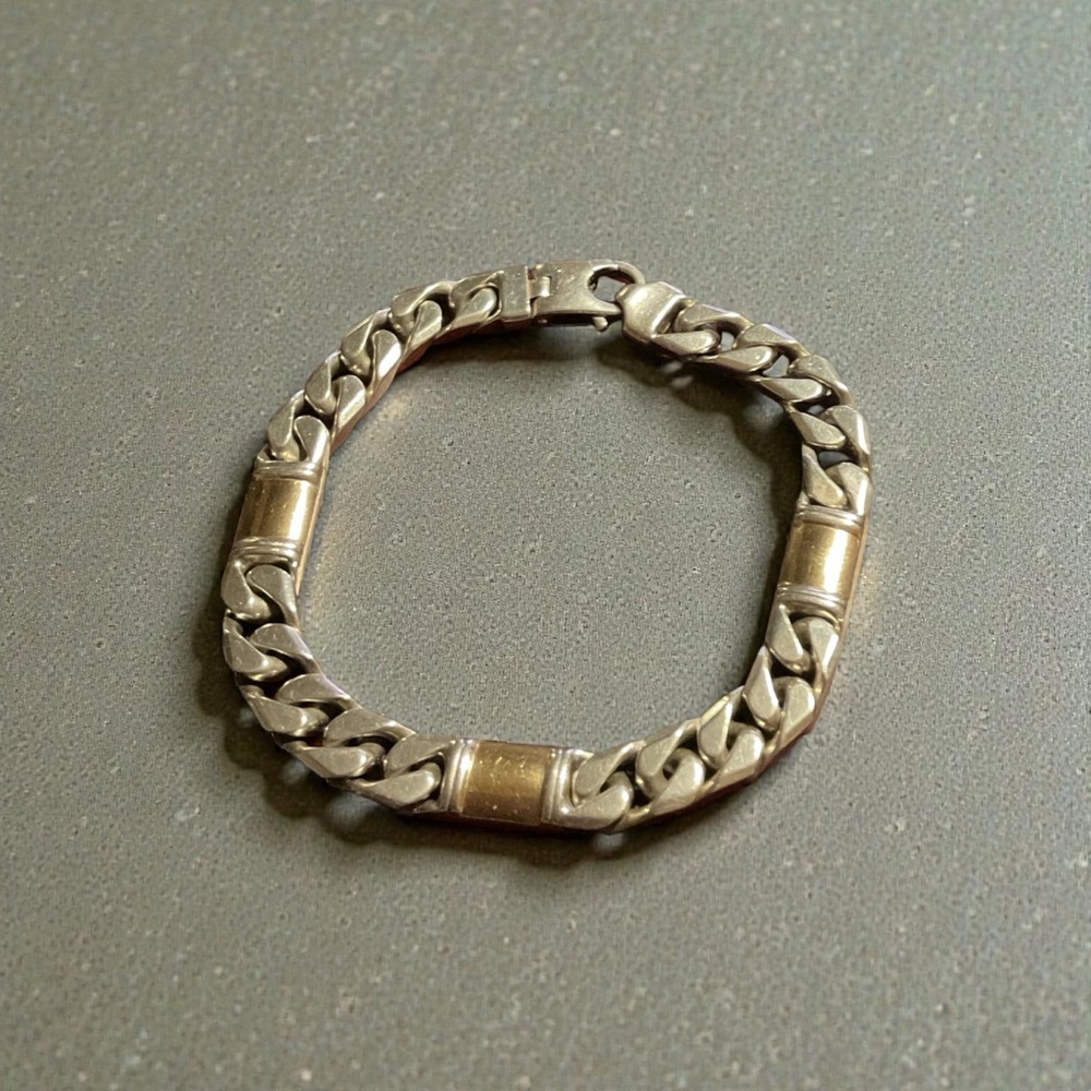 Dolan Bullock men’s sterling silver and 18k yellow gold curb bracelet